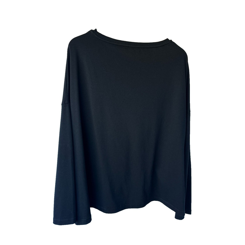 AllSaints Wilma Darc LS Tee L Black Long Sleeve Twist Front Oversized Minimalist - Picture 3 of 14